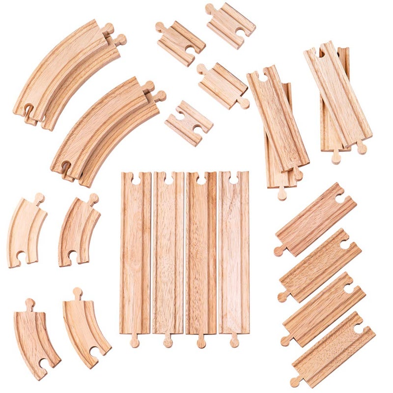 Bigjigs Rail Product Name: Expansion Pack - 24 Pieces Curves and Straights - Compatible with Major Rail Brands - Image 1